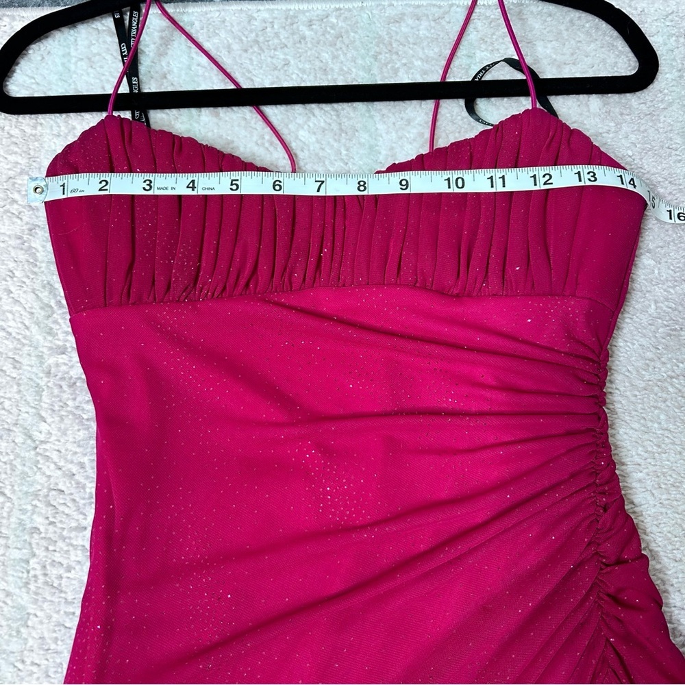 Vintage 90's City Triangles Maxi Length Evening Gown Ruched Size Medium Glitter - Picture 5 of 13